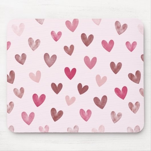 Cute Pink Heart Pattern – Romantic &Stylish Design マウスパッド (正面)