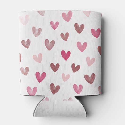 Cute Pink Heart Pattern – Romantic &Stylish Design 缶クーラー (裏面)