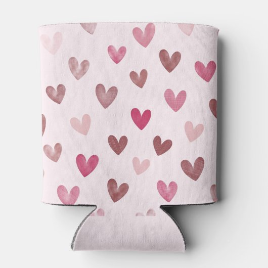Cute Pink Heart Pattern – Romantic &Stylish Design 缶クーラー (裏面)