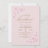 Cute Pink Hearts Baby Shower 招待状 (正面)