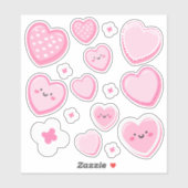 Cute Pink Hearts Custom-cut シール (シート)