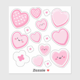 Cute Pink Hearts Custom-cut シール