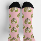 Cute Pink Hearts Custom Pet Photo ソックス (上部)