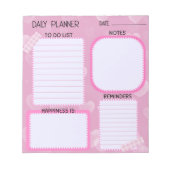 Cute Pink Hearts Daily Planner Notepad ノートパッド (正面)