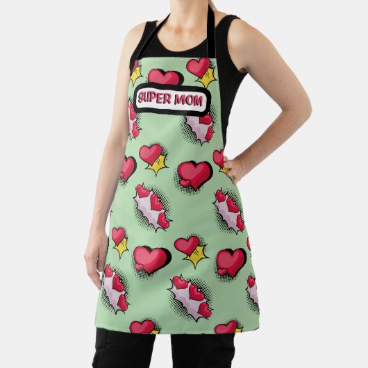 Cute pink hearts personalized name  エプロン (インサイチュ)