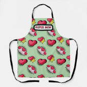 Cute pink hearts personalized name  エプロン (正面)