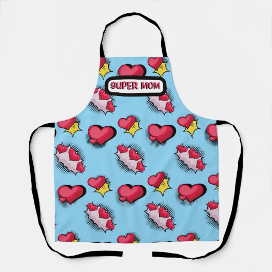 Cute pink hearts personalized name エプロン (正面)