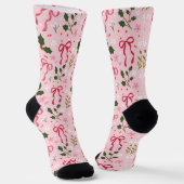 Cute Pink Holly Christmas Socks ソックス (傾斜あり)