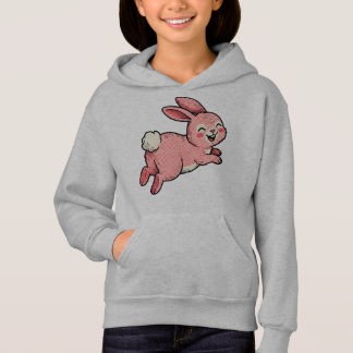 Cute Pink Hopping Bunny Rabbit Kids Hoodie