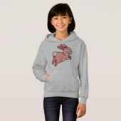 Cute Pink Hopping Bunny Rabbit Kids Hoodie (正面フル)