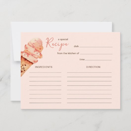 Cute  Pink Ice cream party  Recipe card ノートカード (正面)