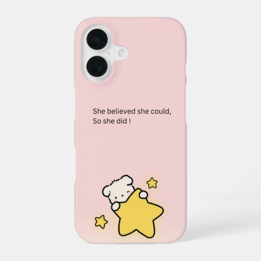 Cute Pink iPhone 16 Cover– Motivational 16ケース (裏面)