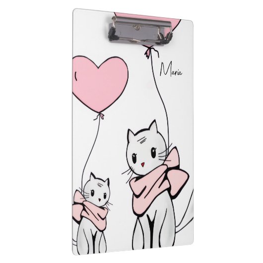 Cute Pink Kitten Cats Hearts Clipboard  クリップボード (右)