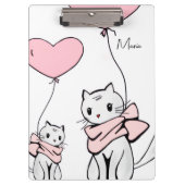 Cute Pink Kitten Cats Hearts Clipboard  クリップボード (正面)