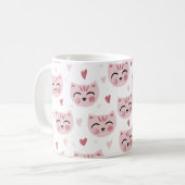 Cute Pink Kittens and Hearts Pattern for Kids コーヒーマグカップ (正面左)