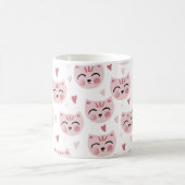 Cute Pink Kittens and Hearts Pattern for Kids コーヒーマグカップ (中央)