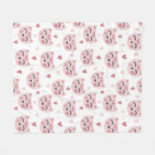 Cute Pink Kittens and Hearts Pattern for Kids フリースブランケット (正面(横))