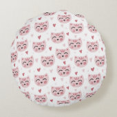 Cute Pink Kittens and Hearts Pattern for Kids ラウンドクッション (裏面)