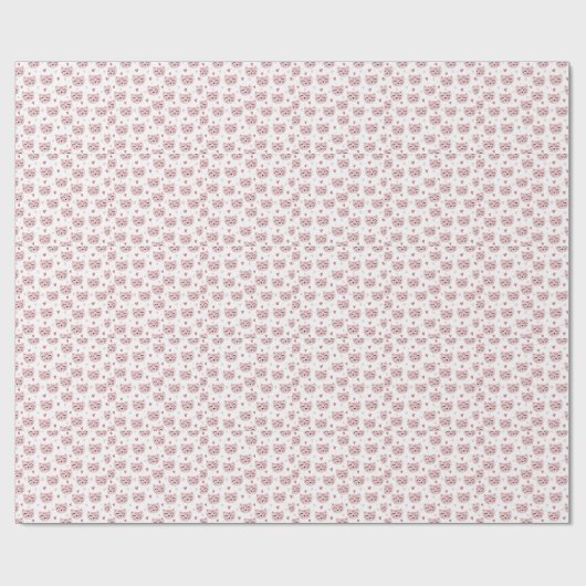 Cute Pink Kittens and Hearts Pattern for Kids ラッピングペーパー (フラット)