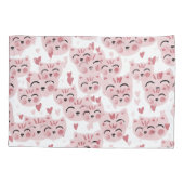 Cute Pink Kittens and Hearts Pattern for Kids 枕カバー (裏面)