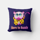 Cute Pink Kitty - Born to Dazzle Art クッション (正面)