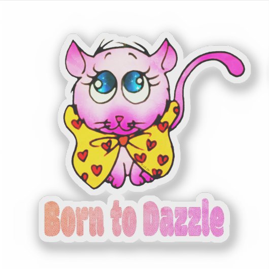 Cute Pink Kitty - Born to Dazzle Art シール (正面)