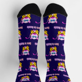 Cute Pink Kitty - Born to Dazzle Art ソックス (上部)