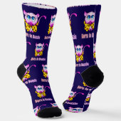 Cute Pink Kitty - Born to Dazzle Art ソックス (傾斜あり)