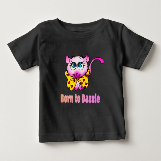 Cute Pink Kitty - Born to Dazzle Art ベビーTシャツ (正面)