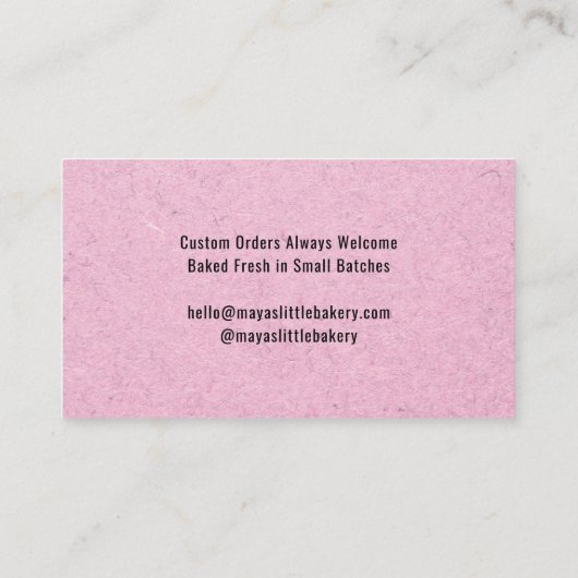 Cute Pink Kraft Heart Bakery Pastry Chef 名刺 (裏面)