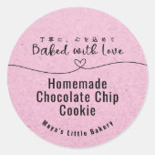 Cute Pink Kraft Heart Bakery Product Name ラウンドシール (正面)