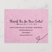 Cute Pink Kraft Heart Bread Care Instructions サンキューカード (裏面)