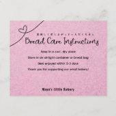 Cute Pink Kraft Heart Bread Care Instructions サンキューカード (正面)