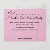 Cute Pink Kraft Heart Cookie Care Instructions サンキューカード (正面)