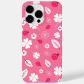 Cute Pink Ladybug and Clover Pattern iPhone Case Case-Mate iPhoneケース (裏面)