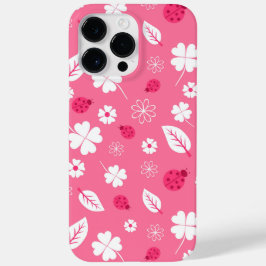 Cute Pink Ladybug and Clover Pattern iPhone Case Case-Mate iPhone 14 Pro Maxケース