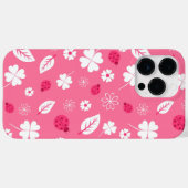 Cute Pink Ladybug and Clover Pattern iPhone Case Case-Mate iPhoneケース (裏面 (横))
