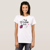 Cute Pink Ladybug with Hearts on White Background Tシャツ (正面フル)