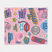 Cute  Pink Landline Telephone Throw for Girl  フリースブランケット (正面(横))