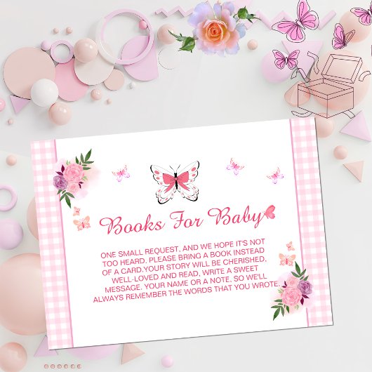 Cute Pink Little Butterfly Baby's Book Request  エンクロージャーカード
