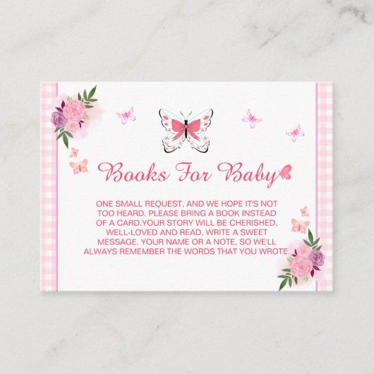 Cute Pink Little Butterfly Baby's Book Request  エンクロージャーカード (正面)