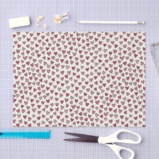 Cute Pink Little Hearts Tissue Paper 薄葉紙 (クラフト)