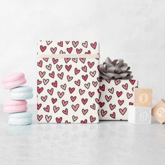 Cute Pink Little Hearts Wrapping Paper Roll ラッピングペーパー (ベビーシャワー)