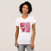 Cute Pink LOVE Balloon Typography Valentine Art Tシャツ (正面フル)
