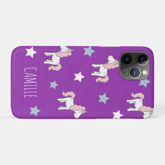 Cute Pink Magical Unicorn Girls Purple Case-Mate iPhoneケース (裏面(横))