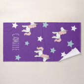 Cute Pink Magical Unicorn Purple Girls バスタオル (バスタオル)