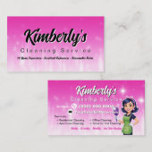 Cute Pink Maid Cleaning Service Janitor Lady 名刺 (正面/裏面)