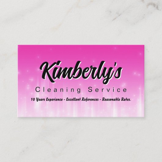 Cute Pink Maid Cleaning Service Janitor Lady 名刺 (正面)