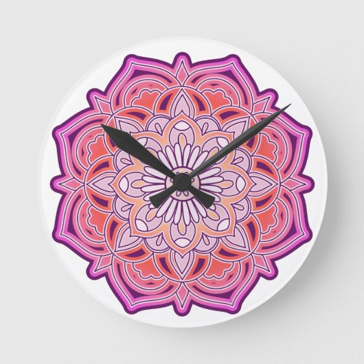 Cute Pink Mandala    ラウンド壁時計 (正面)