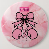 Cute Pink Marbled Breast Cancer Warrior Name   缶バッジ (正面)